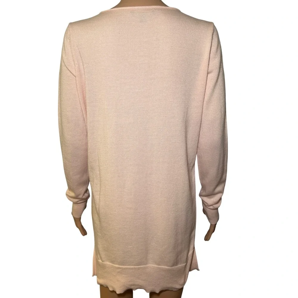 Ann Taylor Pink Merino Wool‎ Blend V-Neck Tunic Sweater Women's Medium